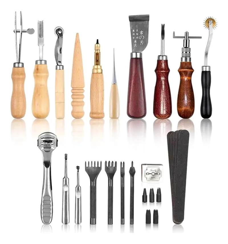 KIT DE 19 PIEZAS PARA TRABAJOS EN CUERO Y PIEL - 1
