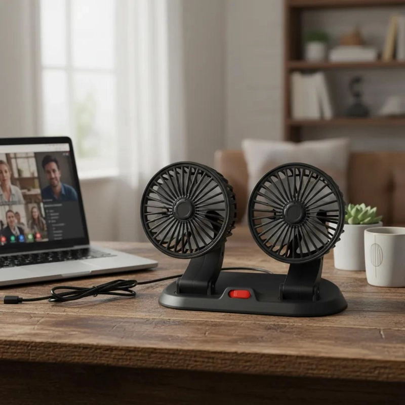 VENTILADOR USB DOBLE CABEZAL GIRATORIO Y PLEGABLE - 10