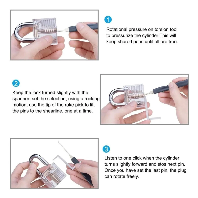 KIT DE GANZUAS Y CANDADO TRANSPARENTE PARA APRENDIZAJE - 3