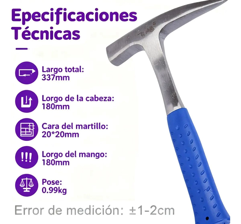 MARTILLO GEOLOGICO DE ACERO CON MANGO ANTIDESLIZANTE PARA EXPLORACION - 3