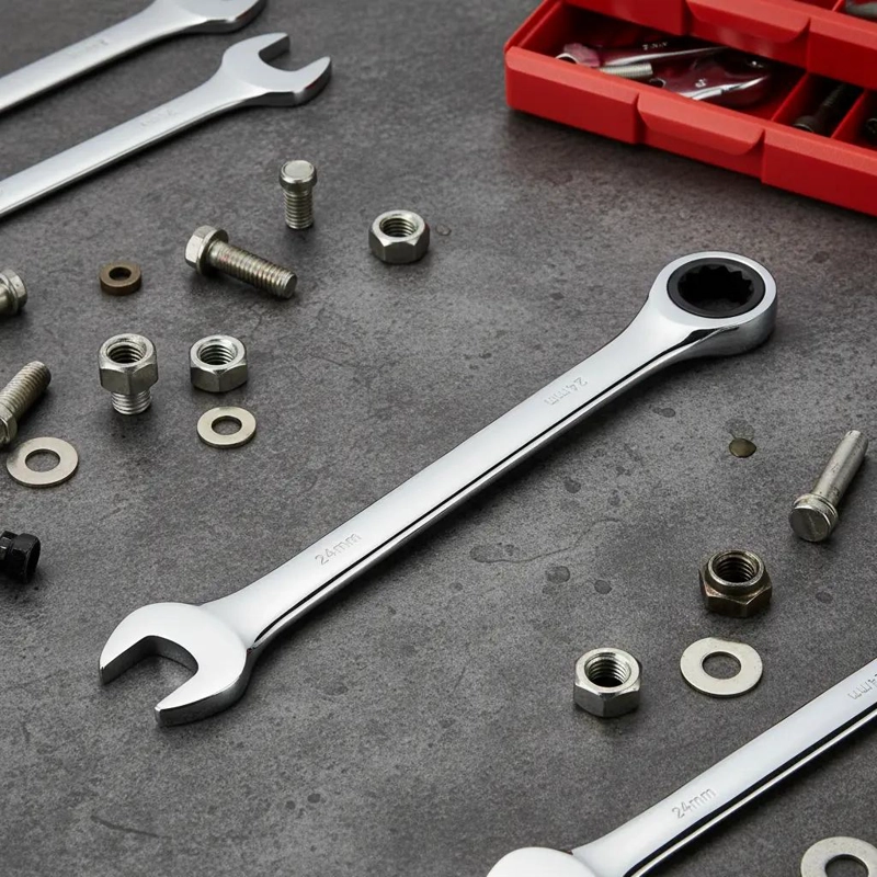 LLAVE DE PUNTA DE CORONA 24MM CON CHICHARRA CROMADA - 6