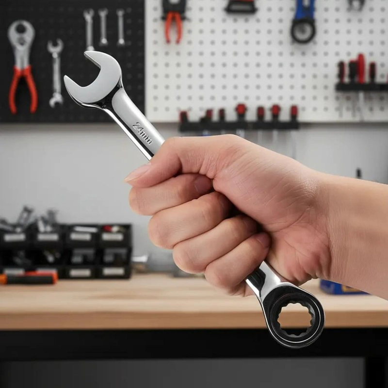 LLAVE DE PUNTA DE CORONA 24MM CON CHICHARRA CROMADA - 7