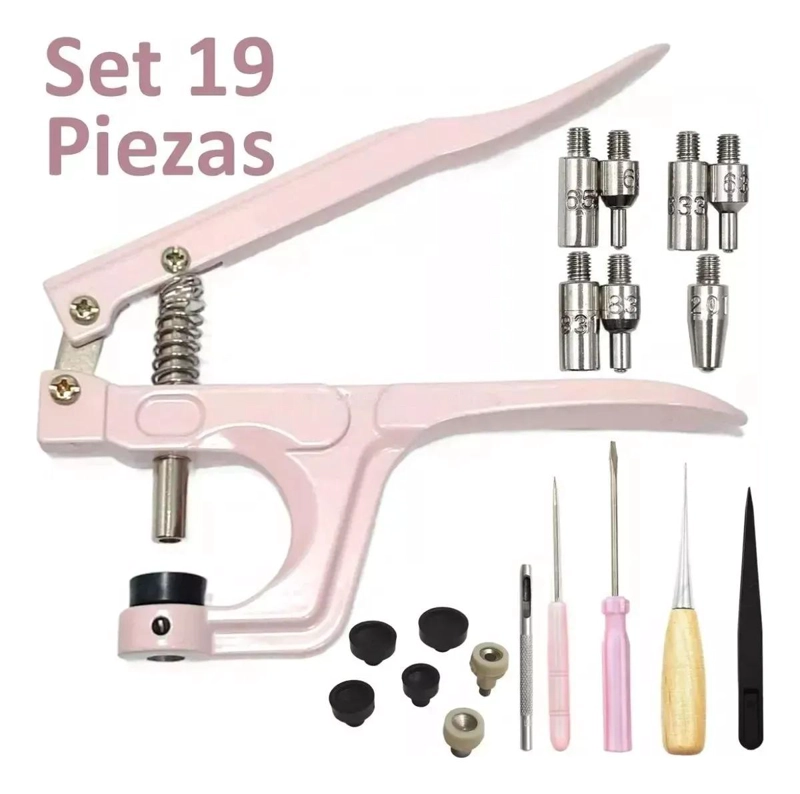 REMACHADORA DE BOTONES METALICOS CON MOLDES Y HERRAMIENTAS - 8