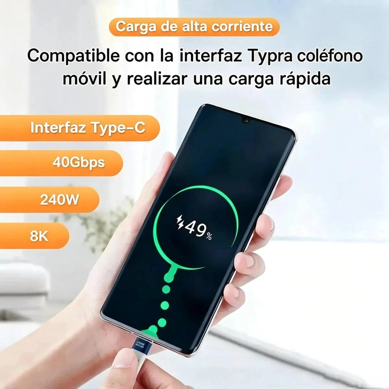 CABLE USB4 CORTO TIPO C 240W 40GBPS PARA TRANSFERENCIA RAPIDA - 6
