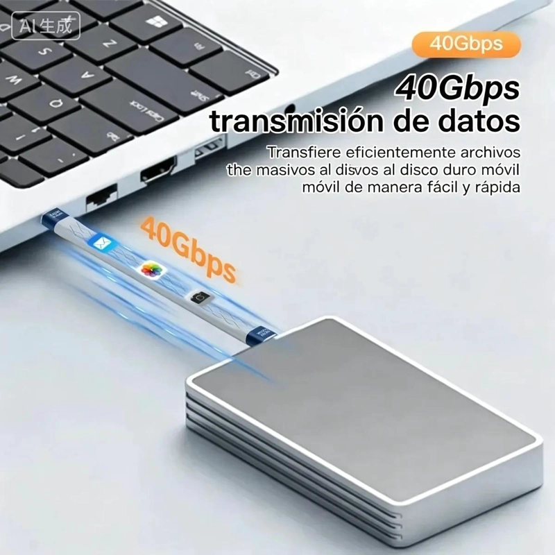CABLE USB4 CORTO TIPO C 240W 40GBPS PARA TRANSFERENCIA RAPIDA - 7