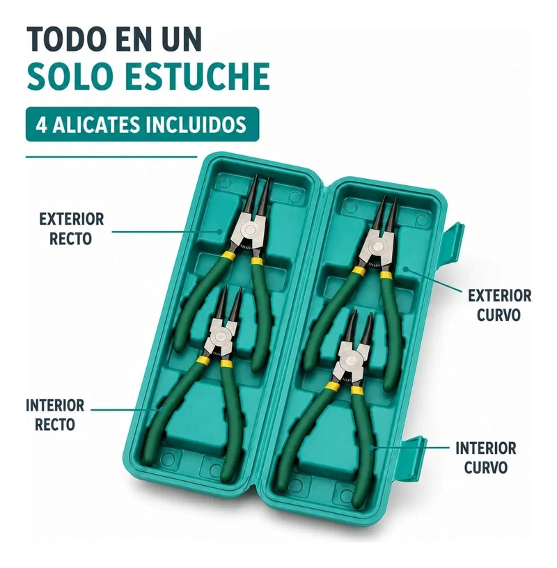 JUEGO DE ALICATES PARA ANILLOS DE SEGURIDAD 4 PIEZAS - 10