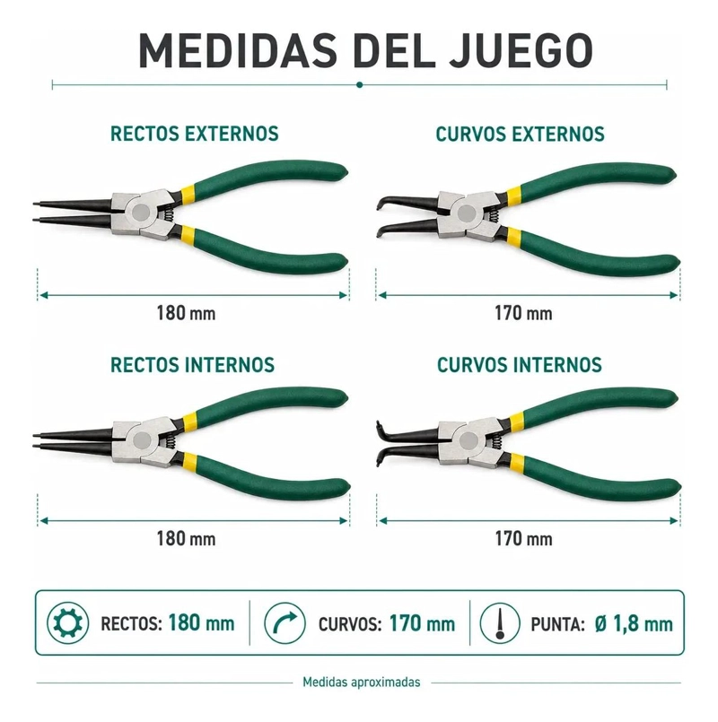 JUEGO DE ALICATES PARA ANILLOS DE SEGURIDAD 4 PIEZAS - 7