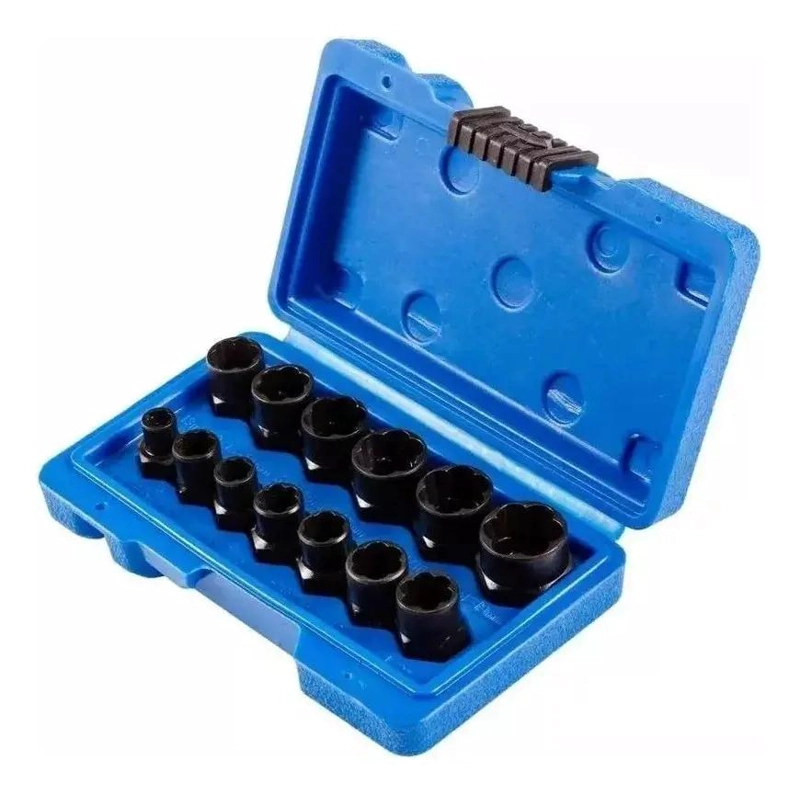 JUEGO DE DADOS EXTRACTORES PARA PERNOS Y TUERCAS DE 13 PIEZAS - 1