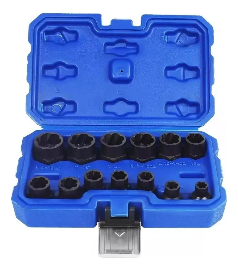 JUEGO DE DADOS EXTRACTORES PARA PERNOS Y TUERCAS DE 13 PIEZAS - 6