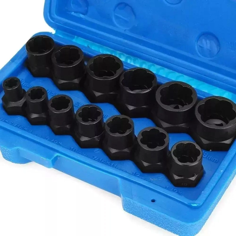 JUEGO DE DADOS EXTRACTORES PARA PERNOS Y TUERCAS DE 13 PIEZAS - 7