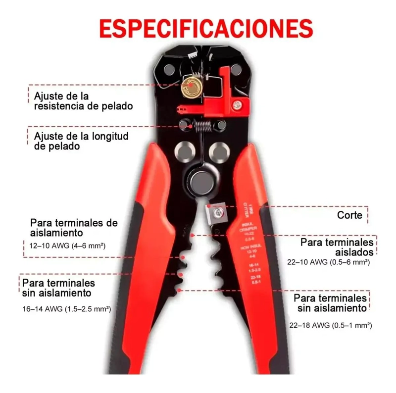 ALICATE CRIMPADOR PARA TERMINAL 44.45 CM - 8