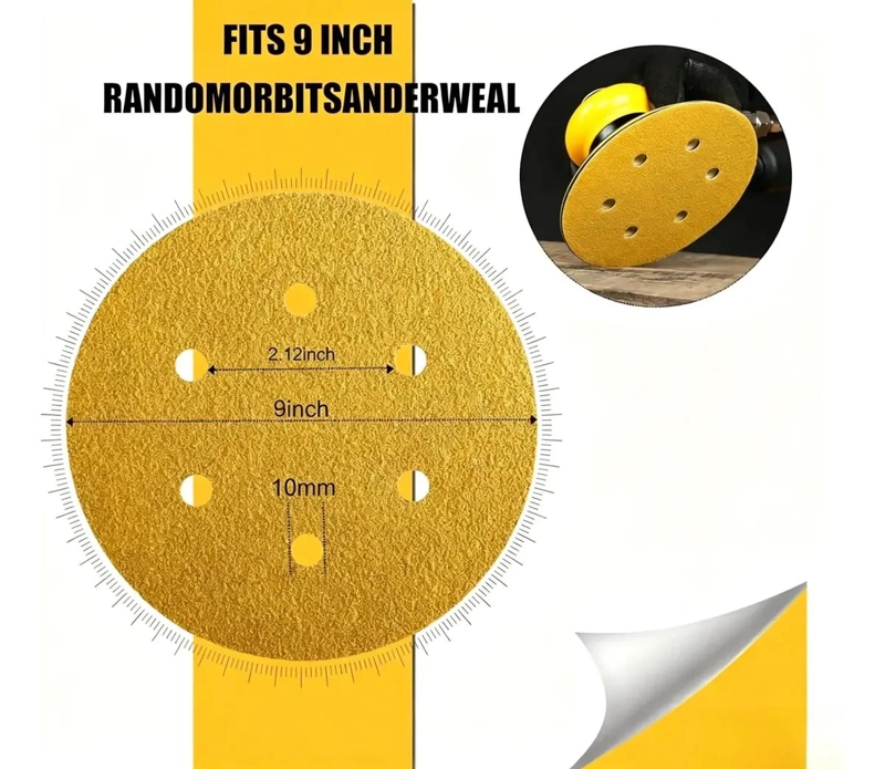 SET DE 10 DISCOS DE LIJA 225MM GRANO 120 PARA LIJADORAS - 2