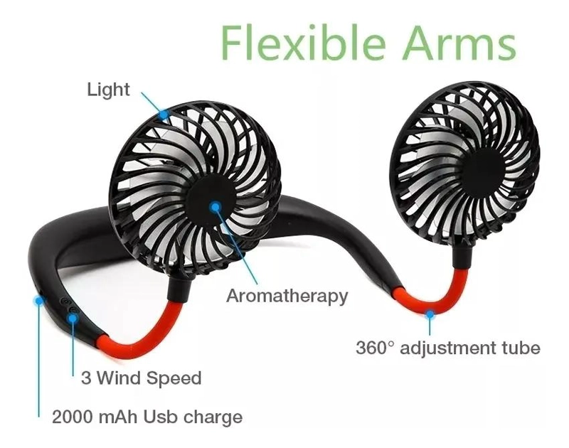VENTILADOR PORTATIL USB DE CUELLO CON VELOCIDADES AJUSTABLES - 3