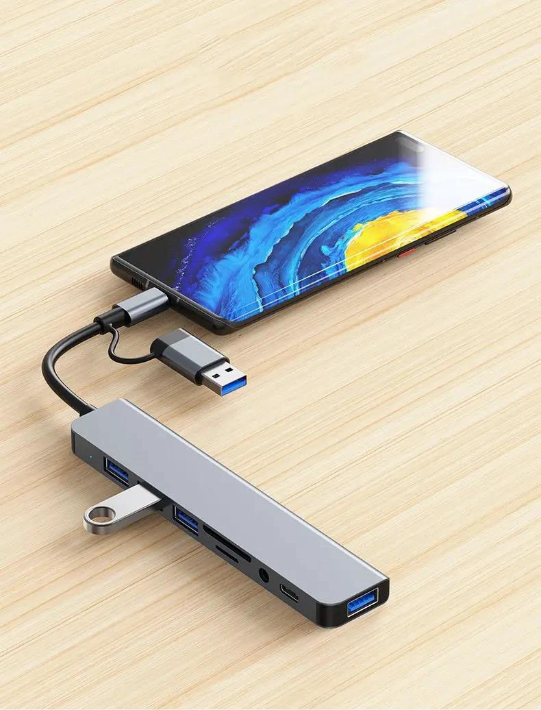 ADAPTADOR USB TIPO C 8 EN 2 PARA CONECTAR PERIFE RICOS - 3
