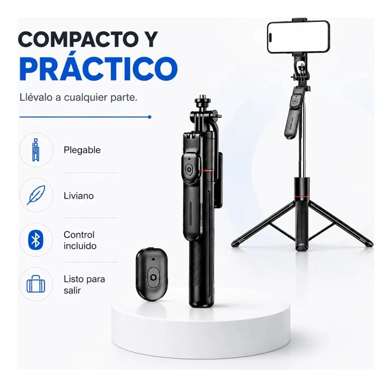 TRIPODE PLEGABLE MULTIFUNCIONAL CON CONTROL REMOTO PARA CELULARES - 4