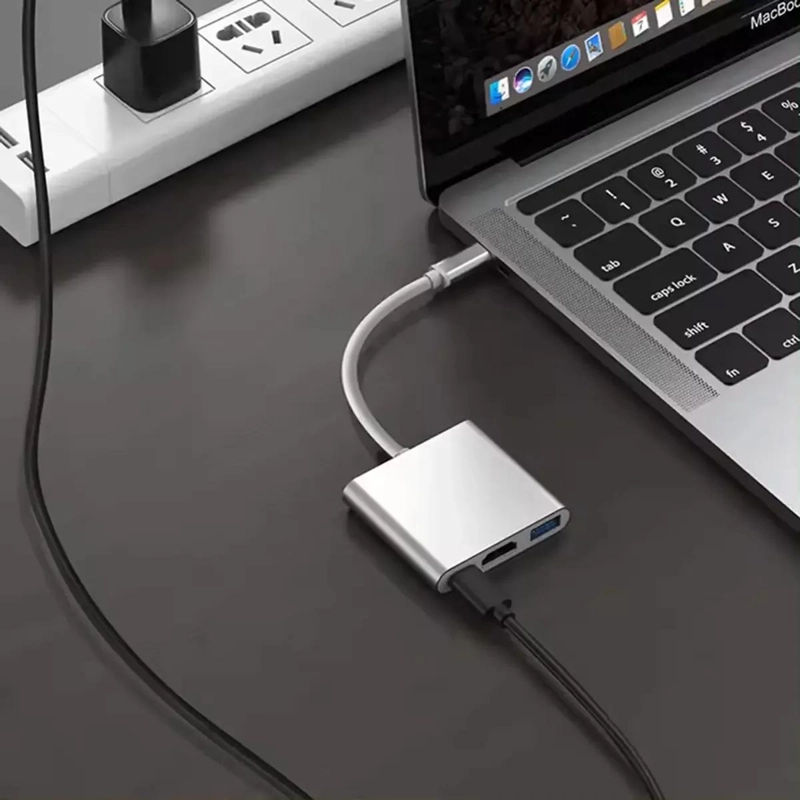 HUB ADAPTADOR USB TIPO C 3 EN 1 HDMI Y USB 3.0 - 5