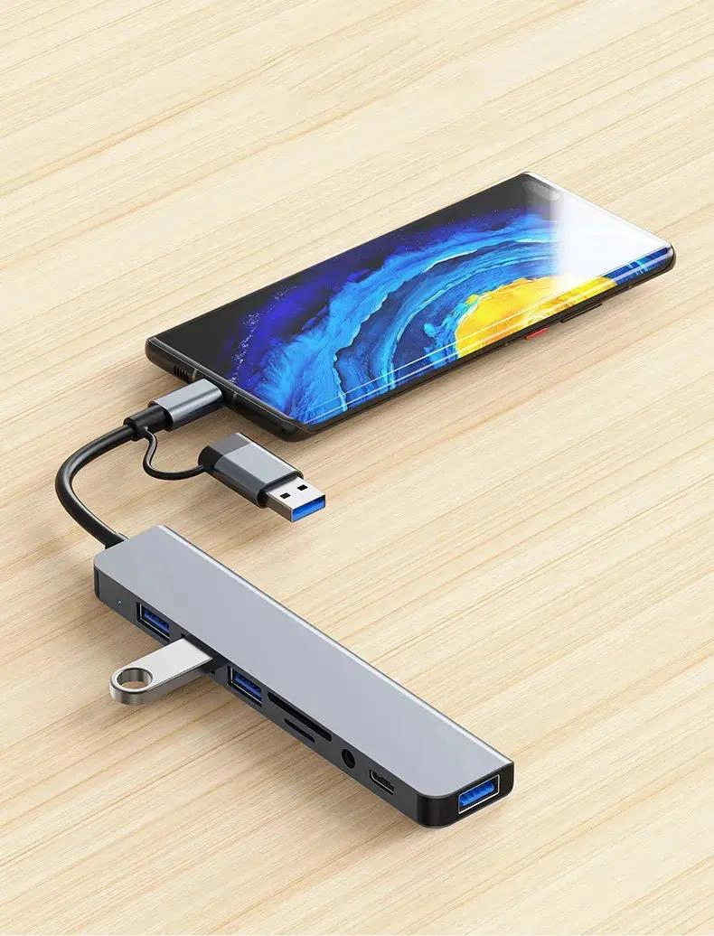 ADAPTADOR USB TIPO C 8 EN 2 PARA CONEXIONES MULTIPLES - 7