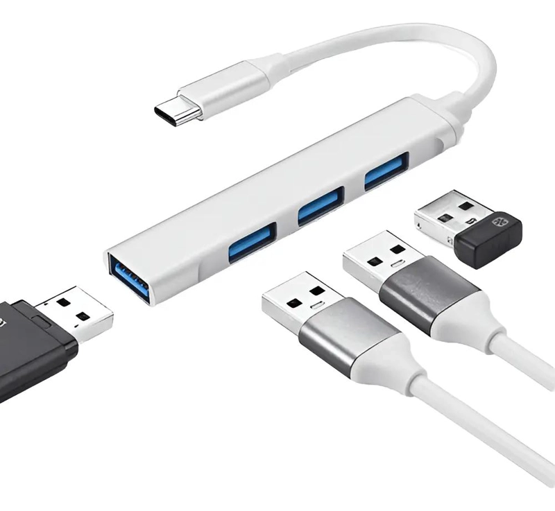 HUB USB 3.0 TIPO C CON 4 PUERTOS DE ALUMINIO - 1