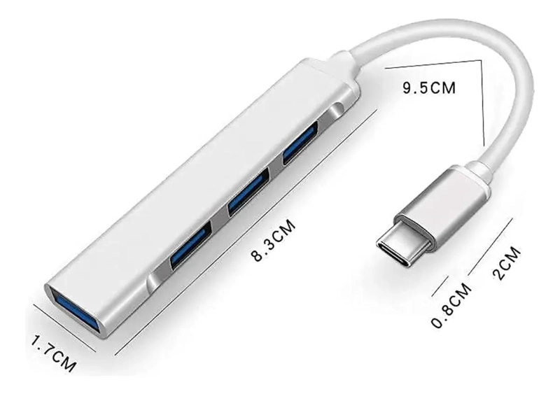 HUB USB 3.0 TIPO C CON 4 PUERTOS DE ALUMINIO - 3