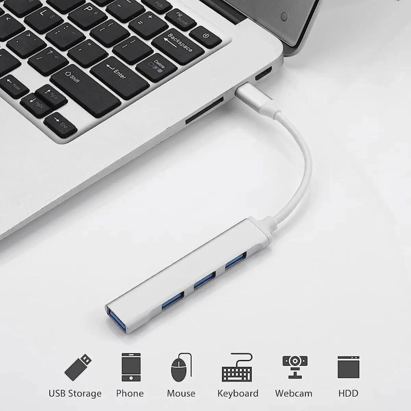 HUB USB 3.0 TIPO C CON 4 PUERTOS DE ALUMINIO - 4
