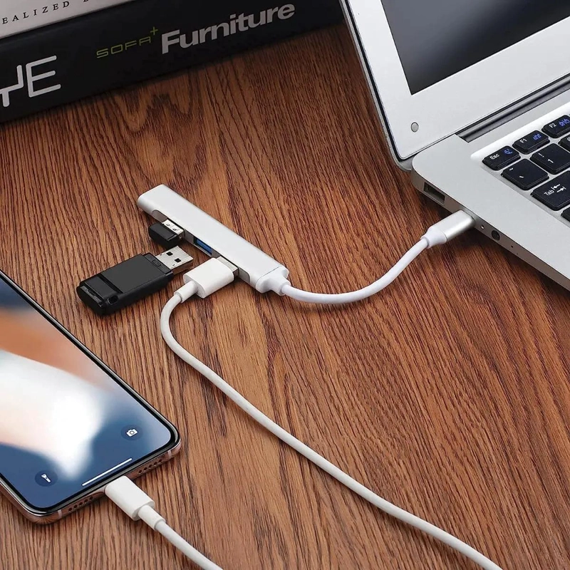 HUB USB 3.0 TIPO C CON 4 PUERTOS DE ALUMINIO - 6