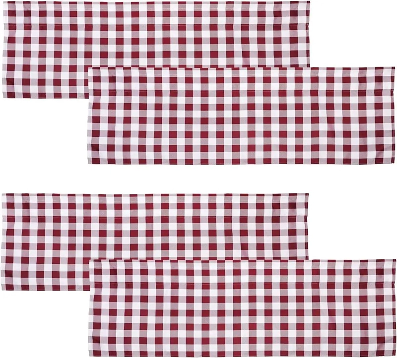 CENEFA DE CORTINA CHECK FARMHOUSE 4 PIEZAS 58X16 PULGADAS - 1