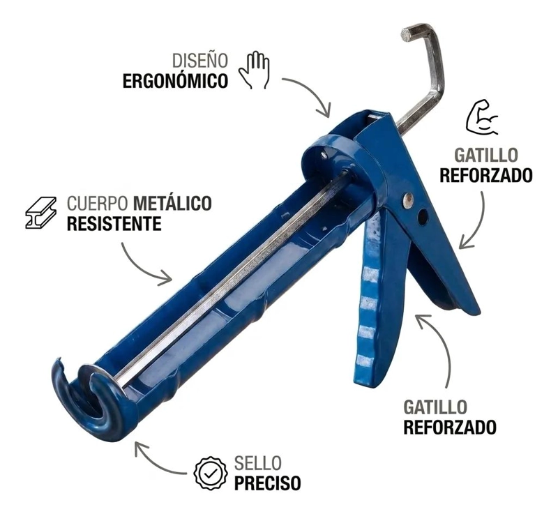 PACK DE 4 PISTOLAS CALAFATERAS MANUALES PARA SILICONA DE 22CM - 4