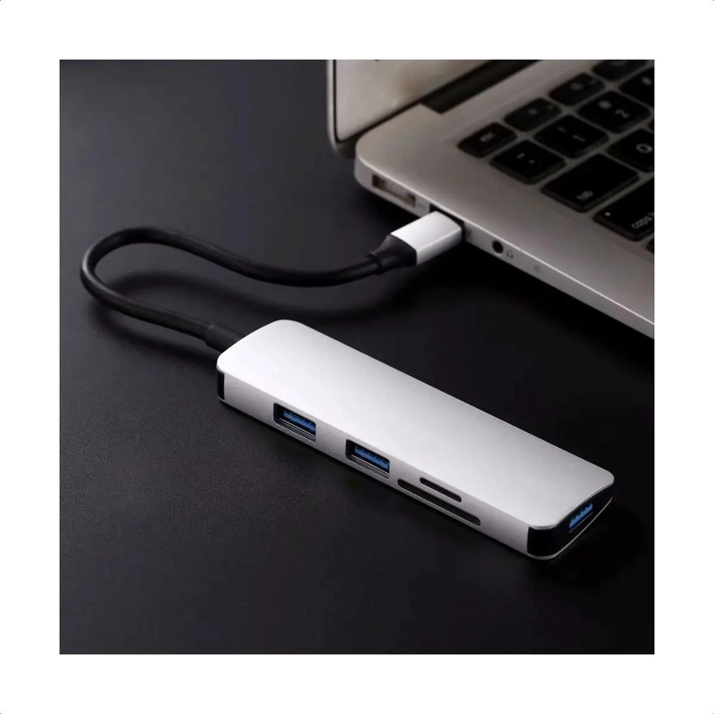 ADAPTADOR HUB USB TIPO C MULTIFUNCIONAL 5 PUERTOS - 4