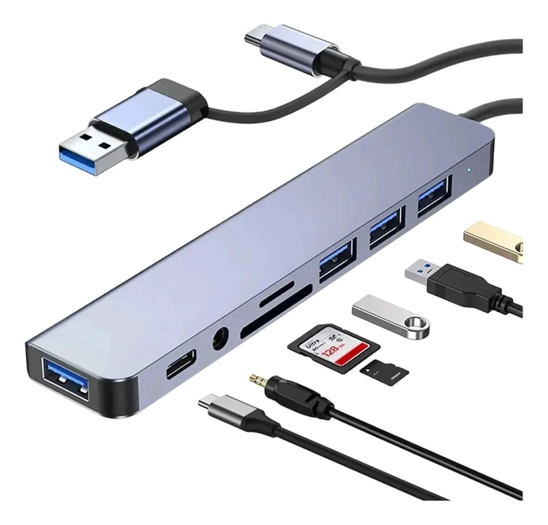 ADAPTADOR HUB TIPO C 8 EN 1 PARA CONECTAR DISPOSITIVOS - 1