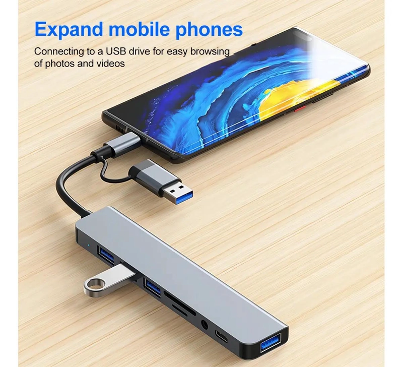 ADAPTADOR HUB TIPO C 8 EN 1 PARA CONECTAR DISPOSITIVOS - 4