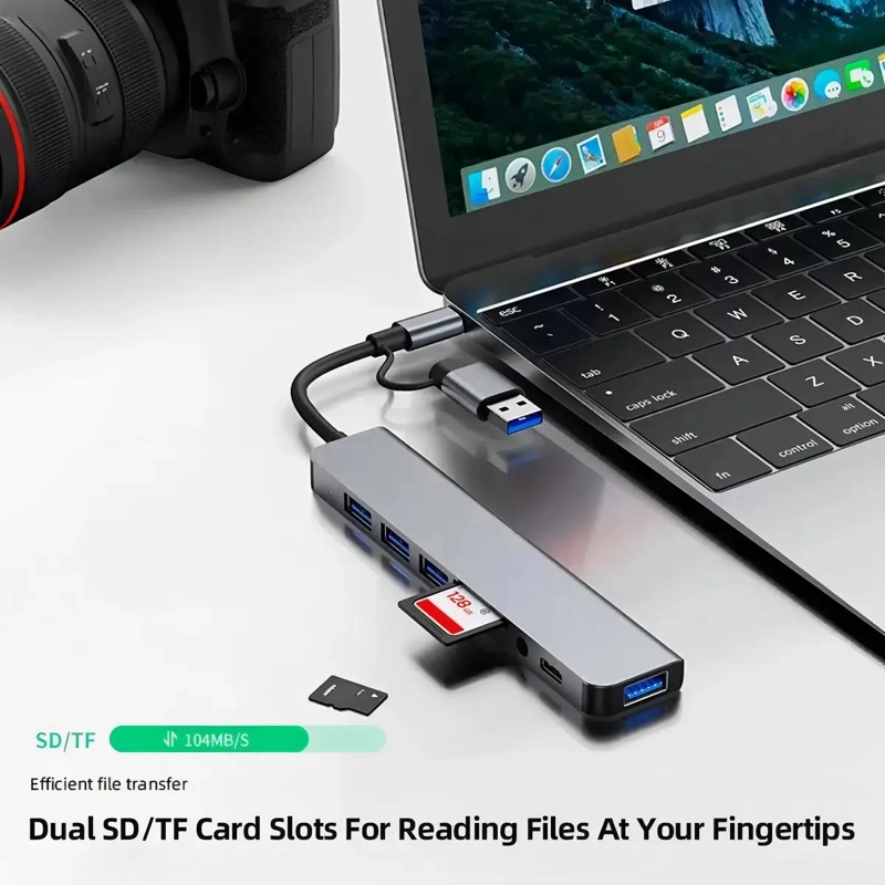ADAPTADOR HUB TIPO C 8 EN 1 PARA CONECTAR DISPOSITIVOS - 5