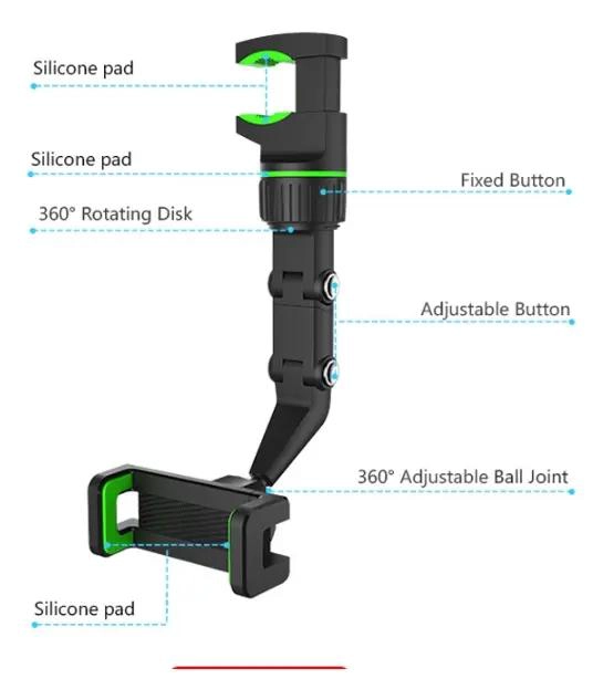SOPORTE PARA TELE FONO DE AUTO CON GIRO 360° Y AJUSTE FACIL - 2