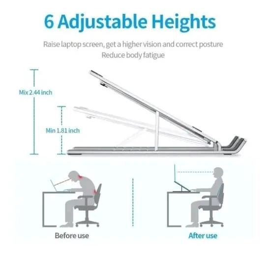SOPORTE DE ALUMINIO AJUSTABLE PARA NOTEBOOK PORTATIL - 4