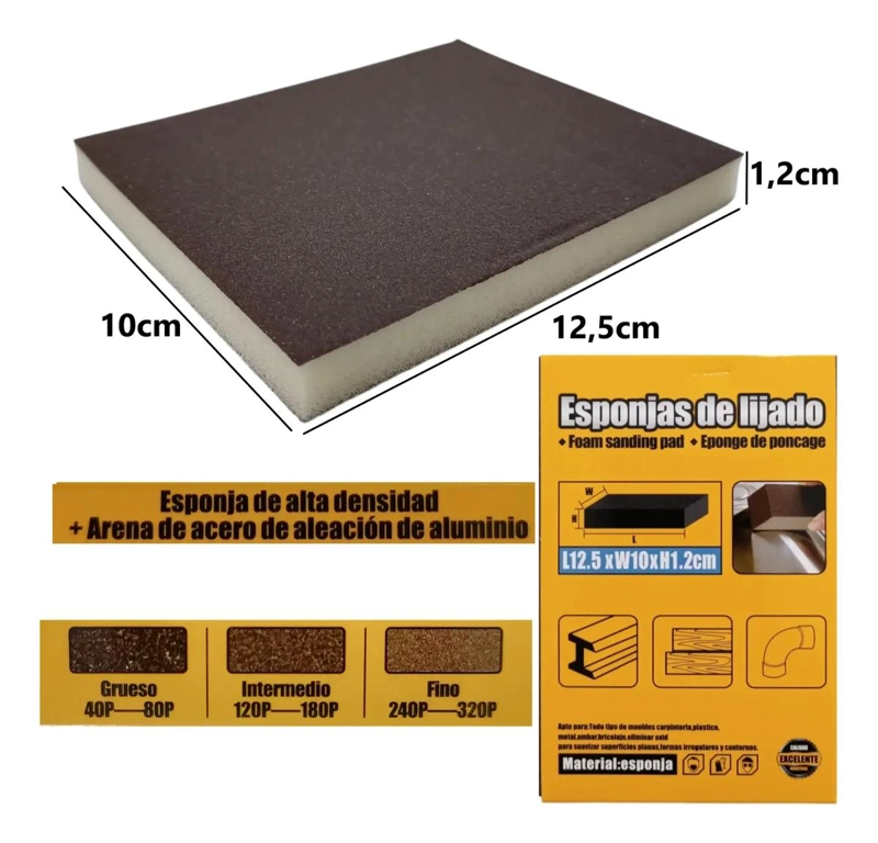 SET DE LIJA ESPONJA 6 UNIDADES 280 GRANOS - 3