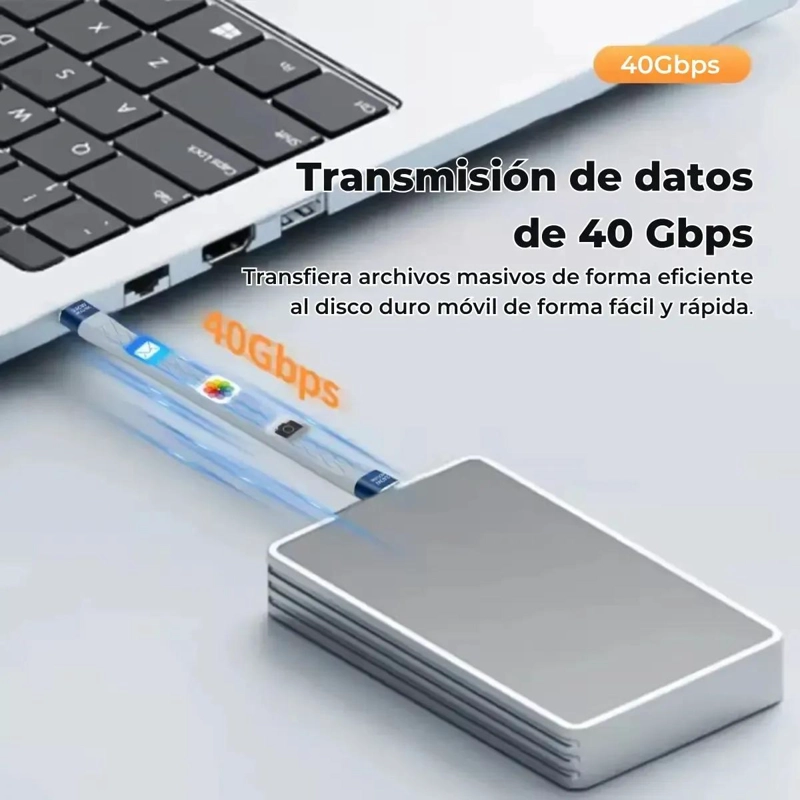 CABLE USB4 CORTO TIPO C 240W 40GBPS PARA VIDEO Y DATOS - 2