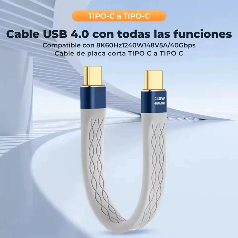 CABLE USB4 CORTO TIPO C 240W 40GBPS PARA VIDEO Y DATOS - 4