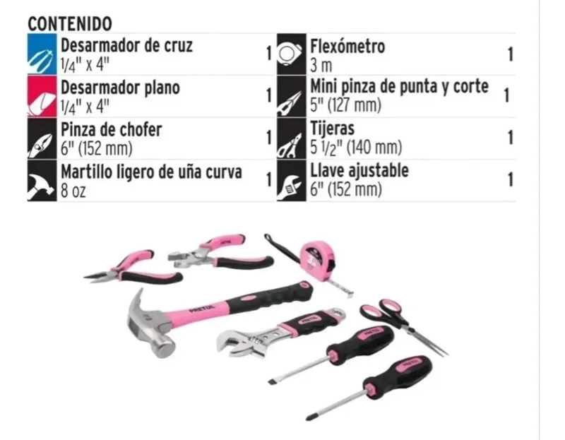 SET DE HERRAMIENTAS DAMA 8 PIEZAS - 1
