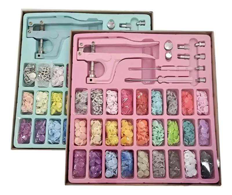 PINZA REMACHADORA Y BROCHES PLASTICOS PARA COSTURA 270 PIEZAS - 1