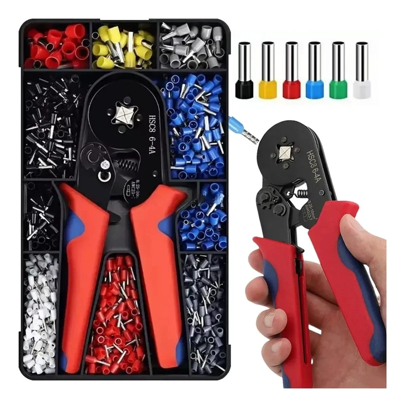 SET DE ALICATES CRIMPADORES CON 1200 TERMINALES PARA ELECTRICIDAD - 1