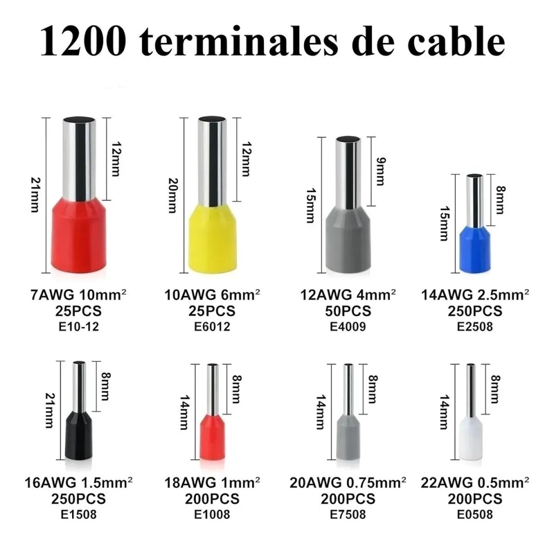 SET DE ALICATES CRIMPADORES CON 1200 TERMINALES PARA ELECTRICIDAD - 3