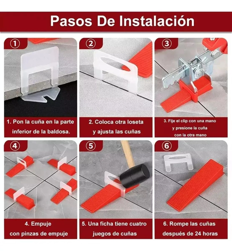 KIT DE NIVELACION PARA AZULEJOS CON CLIPS Y CUÑAS REUTILIZABLES - 7