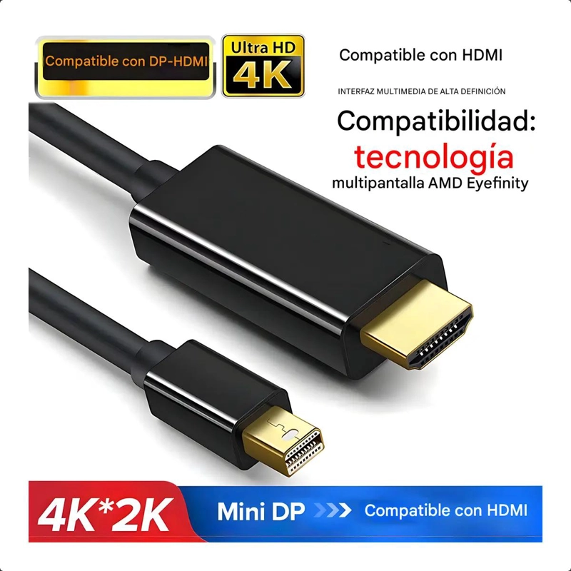CABLE MINI DISPLAYPORT A HDMI 1.8M PARA CONEXION DE PANTALLAS - 5