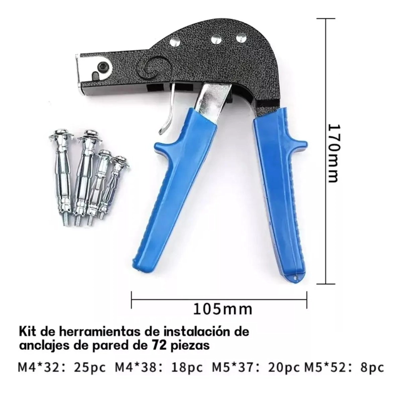 HERRAMIENTA DE ANCLAJE PARA PARED HUECA CON 72 ACCESORIOS - 8