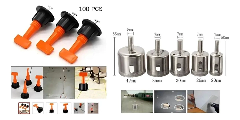 KIT NIVELADOR CERAMICAS Y BROCAS DIAMANTE PARA PERFORAR - 1