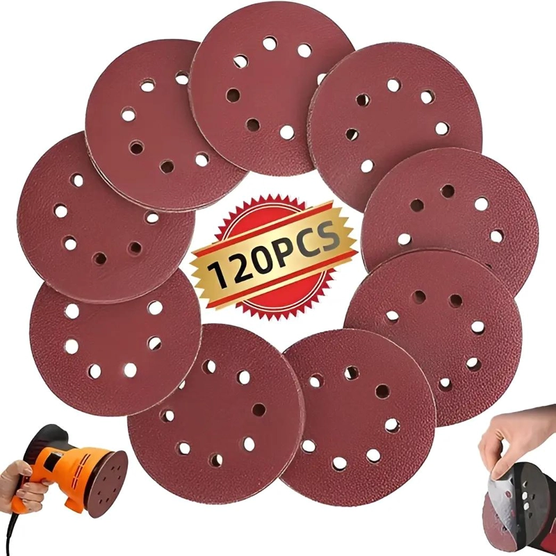 SET DE 120 LIJAS VELCRO DE 5 PULGADAS PARA MADERA Y METAL - 2