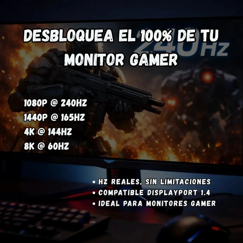 CABLE DISPLAYPORT 8K 60HZ Y 4K 144HZ PARA GAMING - 1