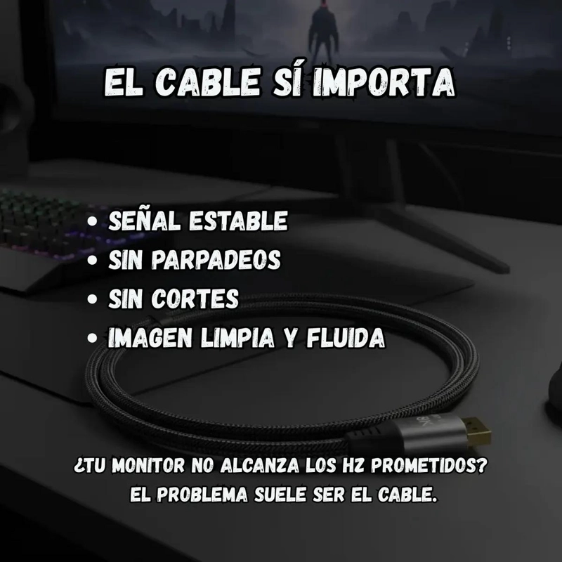 CABLE DISPLAYPORT 8K 60HZ Y 4K 144HZ PARA GAMING - 2
