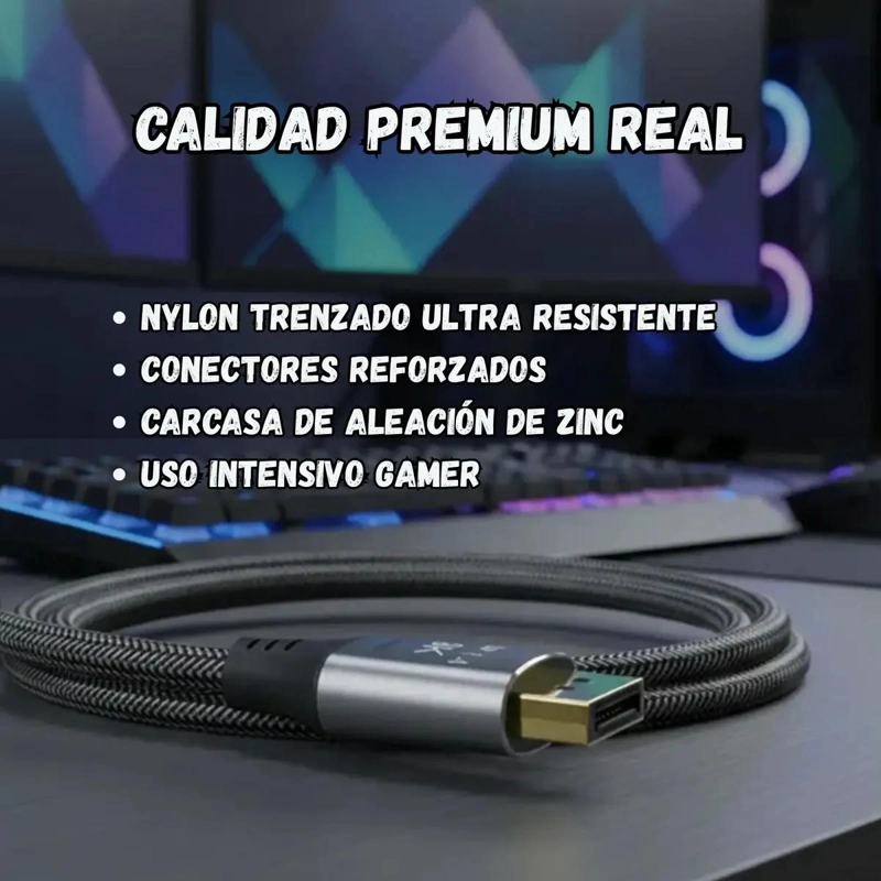 CABLE DISPLAYPORT 8K 60HZ Y 4K 144HZ PARA GAMING - 5