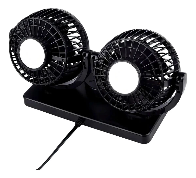 VENTILADOR DOBLE PARA AUTO 12V ROTACION 360° COLOR NEGRO - 5