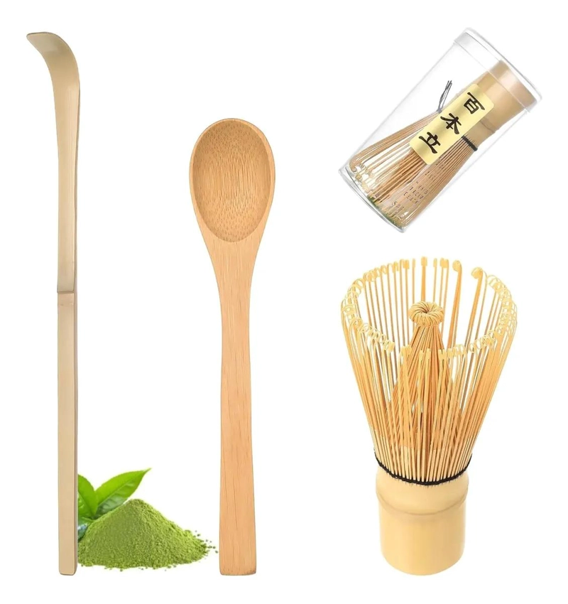 SET DE BATIDOR Y CUCHARAS DE BAMBU PARA PREPARAR TE  MATCHA - 1